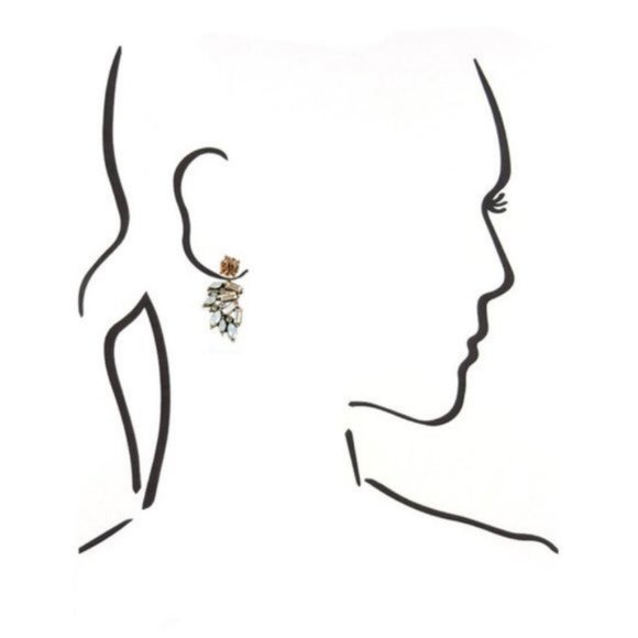 NEW Champagne Opal Glass Stone Detachable Earrings - Picture 3 of 6